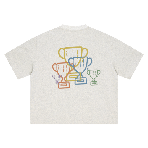 Adult Oatmeal + Navy | Champ Logo Stacked Wins | Tee