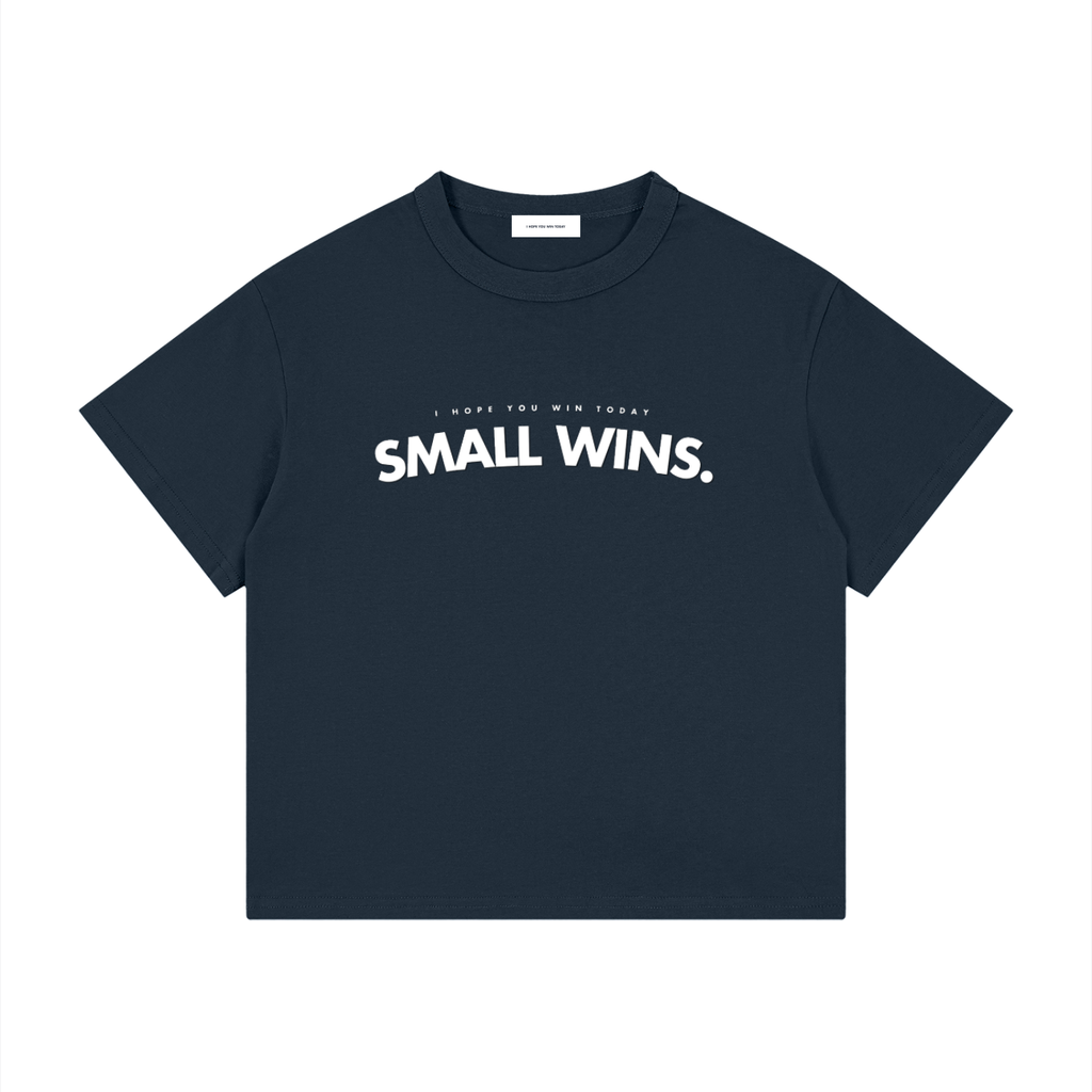 Kid's  Loose Fit  Navy Blue + White  | Small Wins | Tee