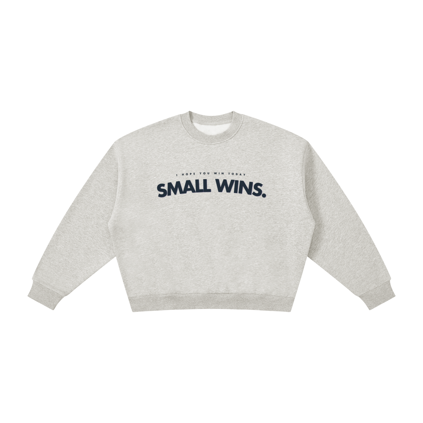 Adult Flower Grey + Navy | Champ Logo Stacked Wins | Boxy Crewneck