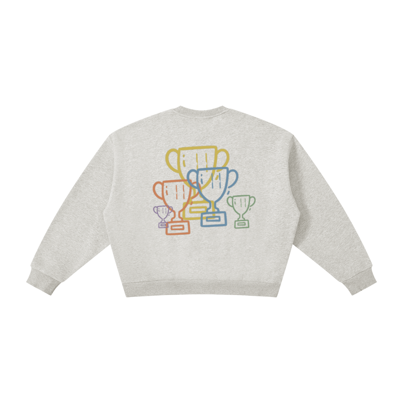 Adult Flower Grey + Navy | Champ Logo Stacked Wins | Boxy Crewneck